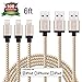 Eashion iPhone Charger 3Pack 6FT Lightning to USB Braided Cable Charging Cord with Aluminum Connector Compatible with iPhone 7/ 7Plus/ 6/ 6S/ 6 Plus/ 6S Plus, 5C/5S/5, iPad/iPod(Golden)