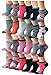 TOP STEP Women's 24 Pairs Colorful Patterned Low Cut/No Show Socks