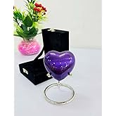 Purple Heart Cremation Urns Printed Small Urn with Box & Stand - Small Keepsake Shaped - Mini Urn Heart Shaped - Honor Your Loved One with Memorial Cremation