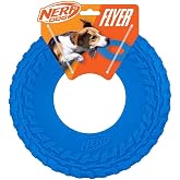 Nerf Dog Tire Flyer Outdoor Dog Toy, 10 Inch Flying Disc Dog Fetch Toy, Rubber Dog Toy for Medium Dogs and Large Dogs, Blue