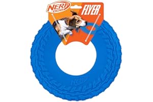 Nerf Dog Rubber Tire Flyer Dog Toy, Frisbee, Lightweight, Great for Beach and Pool, 10 Inch Diameter, For Medium/Large Breeds