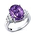 Gem Stone King 4.90 Cttw Purple Amethyst and White Topaz Ring For Women In 925 Sterling Silver | Oval 14X10MM | Gemstone Birthstone | Available In Size 5, 6, 7, 8, 9