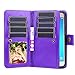 TabPow Galaxy J7 V Case, Galaxy J7 Prime Case, Galaxy J7 Perx Case, 10 Card Slot - ID Slot, Button Wallet Folio PU Leather Cover with Detachable Magnetic Case for Samsung Galaxy J7 V (2017) - Purple