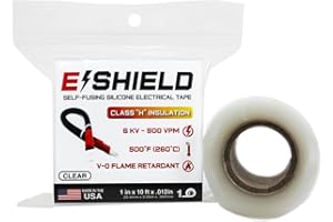 Bond It E-Shield Self-Fusing Silicone Electrical Tape, Adhesive-Free, Arc & Track Resistant Electrical Insulation Wrap, Waterproof, Heat Resistant Up to 500F, Non-Sticky, 1" x 10' x 12mil, Clear