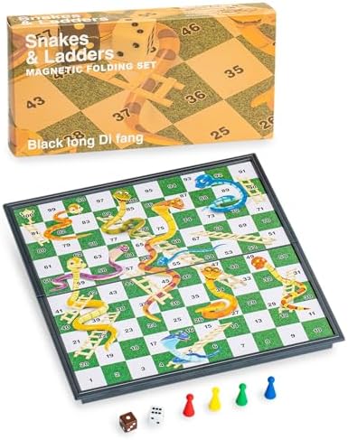 Juego De Mesa Serpientes Y Escaleras Portátil – Plegable Y Ligero – Ideal Para Viajes Y Fiestas Familiares