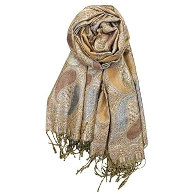 Achillea Women's Paisley Pattern Sparkling Metallic Pashmina Shawl Wrap Scarf Stole Achillea Women's Paisley Pattern Sparkling Metallic Pashmina Shawl Wrap Scarf Stole