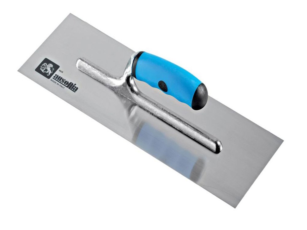 AUSONIA - 42097 Plastering Trowel for Floor Layers with Cm 36x12 Stainless Steel Blade and Bimaterial Handle Made in Italy