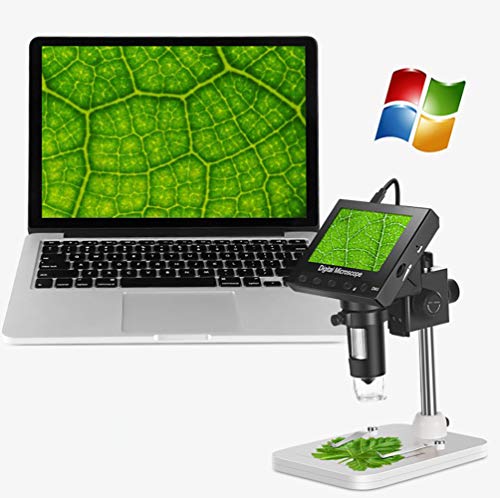 LCD Digital Microscope 4.3 inch 1000X Magnification Digital Microscope,8 LED Adjustable Light,Rechargeable Lithium Battery,Handheld USB Microscope Camera for Phone Repair Soldering Jewelry Biologic