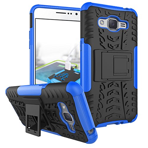 Galaxy J2 Prime Case Galaxy Grand Prime Plus Case Remex Military Tires Leather and Stent and Shockproof Anti-Scratch Non-Slip For Samsung Galaxy Grand Prime Plus / J2 Prime (Blue)