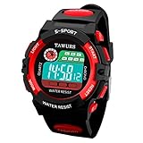 TAWURS Electronic Waterproof Sports Watches Children 's Men 's Watches LED Backlight Digital Wrist Watch Red
