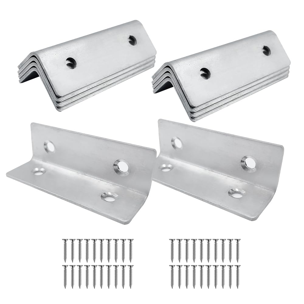 ONEBO 10 Pcs Stainless Steel Corner Brackets, Right Angle Brackets, Supplied with Screws, for Cupboard, Cabinet — image 1