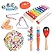 Toddler Musical Instrument Toy Set-12Pcs Wooden Percussion Toys Including Tambourine, Shaker Egg, Piccolo, Maracas and More for Kids Preschool Educational, Music Party Supplies