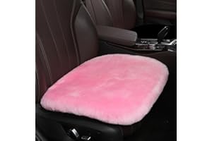 LLB Genuine Sheepskin Car Seat Cushion Seat Covers for Cars Trucks SUV Comfort Seat Protector Pad for Car Driver Seat Car Accessories for Women 19.2 X 19.2 in (Pink, Front Seat Cushion-1 Pc)