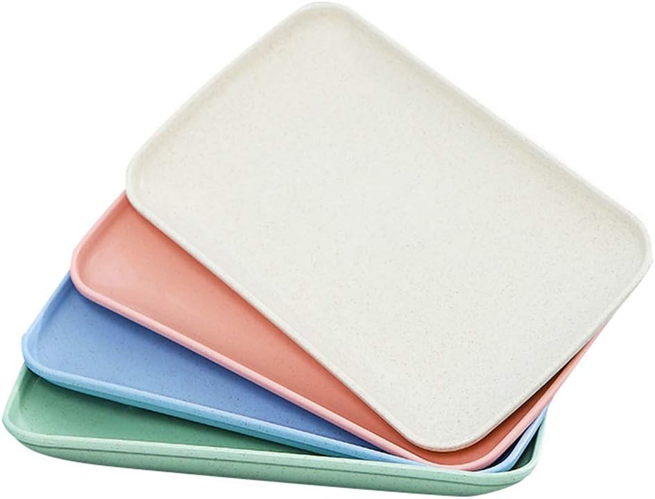 Unbreakable Rectangle Dessert Dinner Plates Wheat Straw