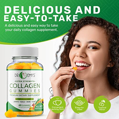 Dr. Emy's Collagen Gummies Gummy Vitamin for Women & Men, Hair, Skin, Nails, Joint Supplement