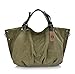 KISS GOLD(TM European Style Canvas Large Tote/Travel Bag/Duffle Bag/Shopping Bag, Size 22 '' X6.3'' X 14.2 '' (Army Green)