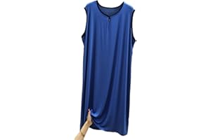 RUHANE Men's Sleeveless nightgowns, Mens Classic modal Pajamas Ultra Soft Nightshirt Loose fit Nightdress L-3XL
