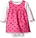 Bon Bebe Baby Girls' 2 Piece French Terry Jumper Set With Longsleeve Bodysuit, Pink Ribbons, 6-9 Months