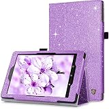 BENTOBEN Case for Fire HD 8 (2018/2017/2016 Release, 8th/7th/6th Generation) Glitter Sparkly Folio Folding Kickstand Smart Cover with Stylus Holder & Auto Wake/Sleep for Amazon Fire HD 8, Purple