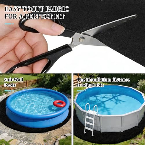 CAIEJSAEN Outdoor Pool Floor Mat, 370 cm Round Mat Under Pools, 200 g/m², Non-Woven Geotextile, Easy Installation, Simple Cut, Protection to Prevent Punctures Objects