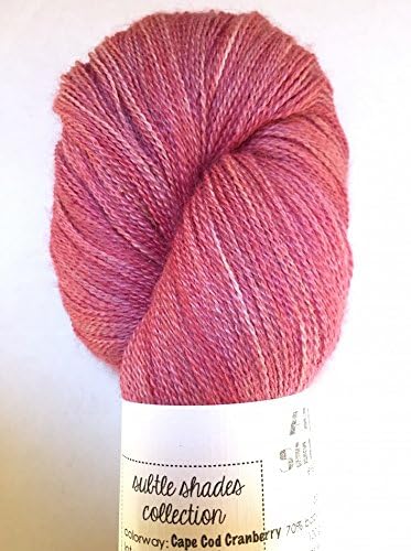 Artisan Yarns Hand Dyed Alpaca Silk Yarn, Subtle Shades Cape Cod Cranberry, Lace Weight, 100 Grams, 875 Yards, 70/30 Baby Alpaca / Mulberry Silk