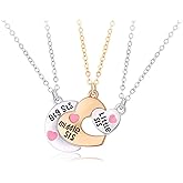 Little Middle Big Sister Necklaces for 3 Sisters Matching Necklaces for Women Sister Chrismas Birthday Gifts from Sis Heart Necklace for Triplet Sisters Gifts for Friends Besties
