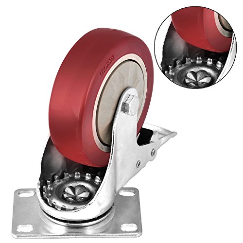 4" Swivel Rubber Caster Wheels with Safety Dual Locking Heavy Duty 1200lbs Casters Set of 4 with Brake