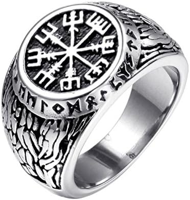 Titansten Mens Stainless Steel Vegvisir Viking Compass Rune Geometric Pattern Emboss Design Biker Style Ring (9)