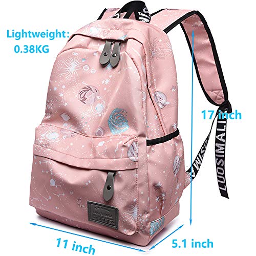 IBEILLI Girls School Backpack Cute Casual Fashionable Lightweight 15 Inch Laptop Bag for Teens Girls Students College Bookbag(Grey) (Pink)
