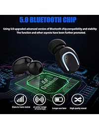 [hasta la fecha] Auriculares inalámbricos Bluetooth impermeables 60 H Ciclo de tiempo de reproducción, Bluetooth 5.0 Auto emparejamiento auriculares inalámbricos Bluetooth auriculares, 1500 mAh funda de carga