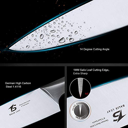 Salix Leaf Chef Knife 8 inch German High Carbon Steel Extra Sharp