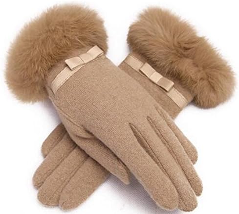 Jooyi Touchscreen Outdoor Women/Girl Winter Fashion Double Layer Wool Knit Gloves Thick Warm Finger Gloves (Camel)