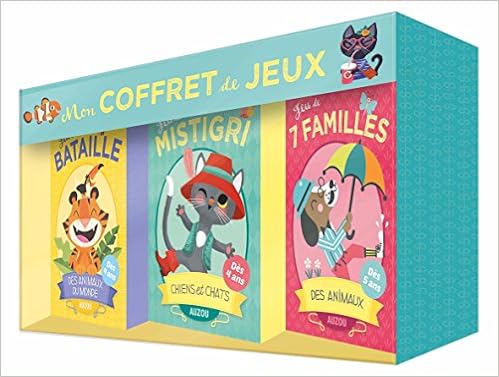 Cartes à jouer Auzou - Coffret 3 jeux (7 familles, Mistigri et Bataille)