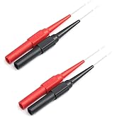 DEVMO 2Pairs Multimeter Test Lead Extention Back Probes Sharp Needle Micro Pin Stainless Steel Tipped Tip for Banana Socket T