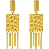 Noonsial Women's vintage Gold Dangle Earrings for Women Hammered Large Tassels Hypoallergenic Handmade Earrings Fashion Trendy