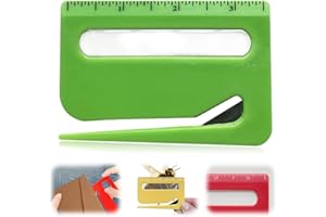 TOCHAIR Envelope Opener, 2025 Upgrade Letter Opener Envelope Slitter, Mail Opener Tool Package Opener Cutter, Wrapping Paper Cutter Tool with Pointed End & Magnifying Glass & Scale (Green, 3 pcs)