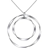 Alphm Long Chain Circle Hoop Necklace S925 Sterling Silver Statement Large Pendant for Women Teen Maubius