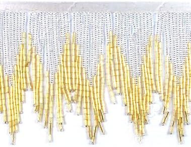 3" Variegated Beaded Fringe - Silver/gold - 1 Yard