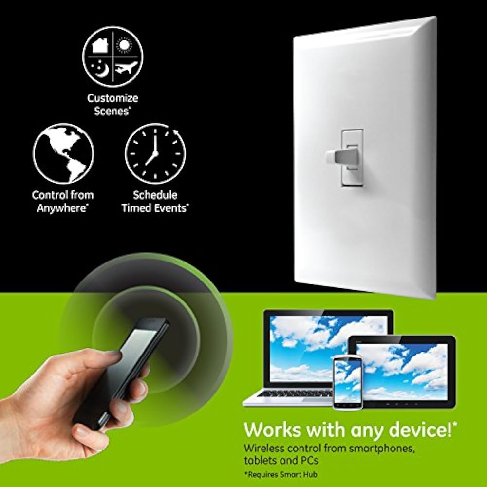 Enbrighten ZWave Plus Smart Toggle Light Switch, On/Off Control, In