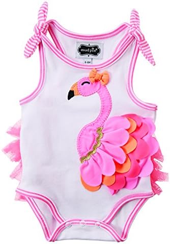 Mud Pie Baby Girl One Piece Crawler Bodysuit, White, 6-9 Months