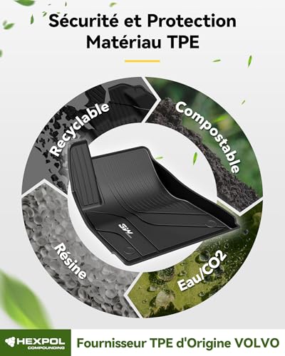3W Car Floor Mats for Tesla Model 3 2021 2022 2023 Full Set of 6, TPE Car Mats and Boot Liners Non-Slip Waterproof Accessories for Tesla Model 3