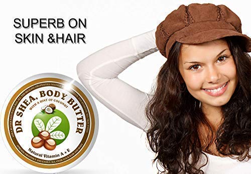 Dr-Shea-Body-Butter-Confident-Coconut-Moisturizing-Body-Cream-Nourishing-Skin-Care-Cream-Organic-Lip-Balm-Ideal-for-Dry-Skin-Anti-Aging-Natural-UV-Filter-Hair-Eczema-More-200-ml Coconut Body Butter - Dr Shea - 200ml