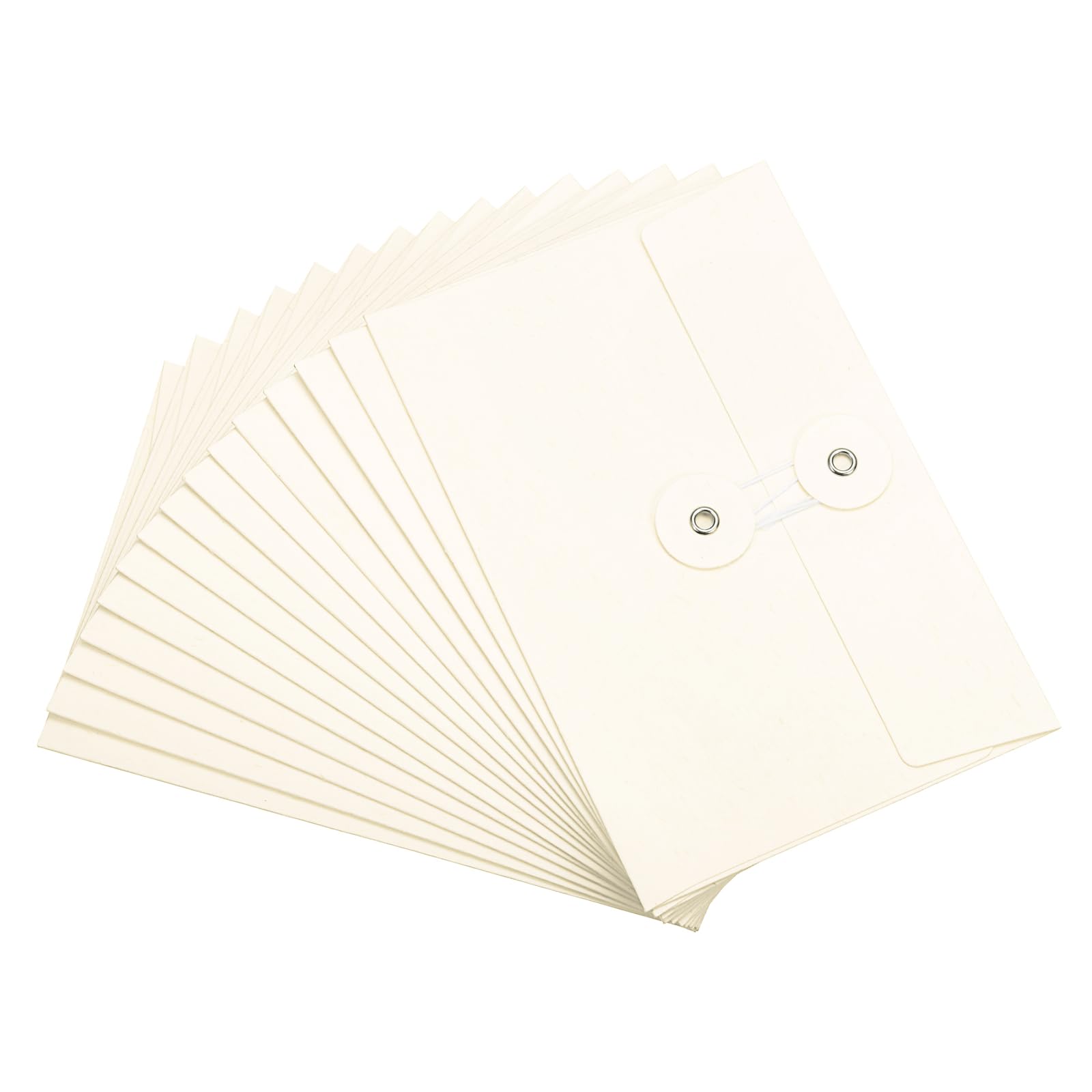 PATIKIL 4.5x6.7 Gift Card Envelopes with String Tie Closure, 15 Pcs Christmas Card Holders Greeting Business Card Envelope for Thanksgiving Day Halloween Birthdays Weddings, White