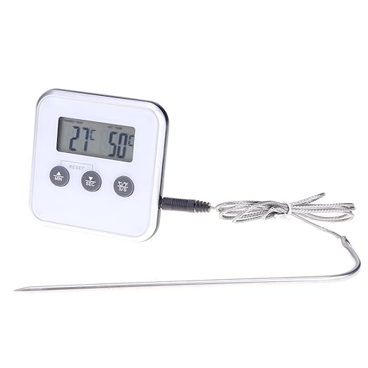 Digital Cooking Meat Thermometer,Timer Food Meat Temperature Meter Gauge with Probe