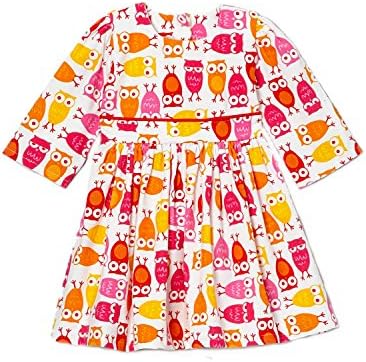 Noa Lily Girl's Corduroy Owl Dress, Pink, 3T