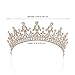 SWEETV Royal Wedding Crown Crystal Tiara for Women Bridal Headpiece Pageant Hair Jewelry, Rose Gold+Clear