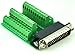 Electronics-Salon Slim Right Angle D'SUB DB44HD Male Header Breakout Board Module, Terminal Block DSUB Connector.
