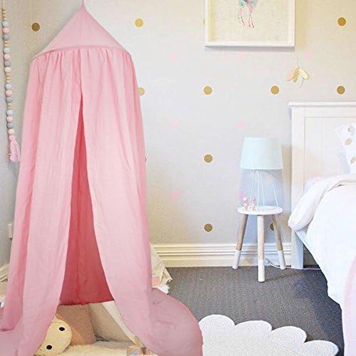 JJlover Canopy Bed For Girls Kids Toddlers Babies Round Bed Curtains Bedroom Tent Net Decoration 94.9 inch (pink peach)