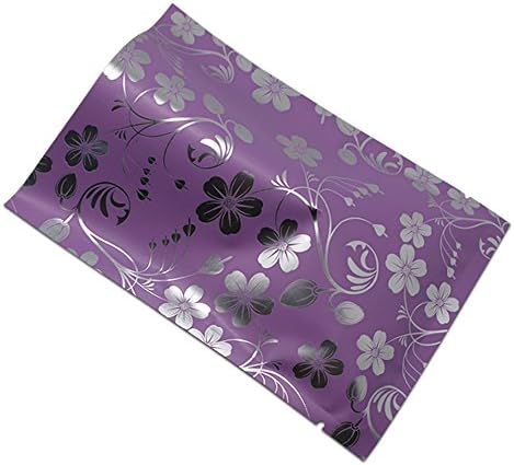 Purple Vacuum Aluminum Foil Plastic Sealable Food Storage Bag Mylar Sealing Poly Smell Proof Household Supplies Pack Pouches for Dried Fruit Flower Herbs (4.3x5.9 inch(11x15 cm), 100 Pieces)