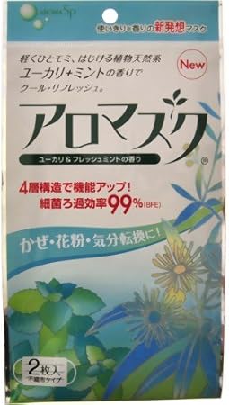 Amazon アロマスクユーカリ フレッシュミントの香り2枚入り アロマデガード ビューティー 通販